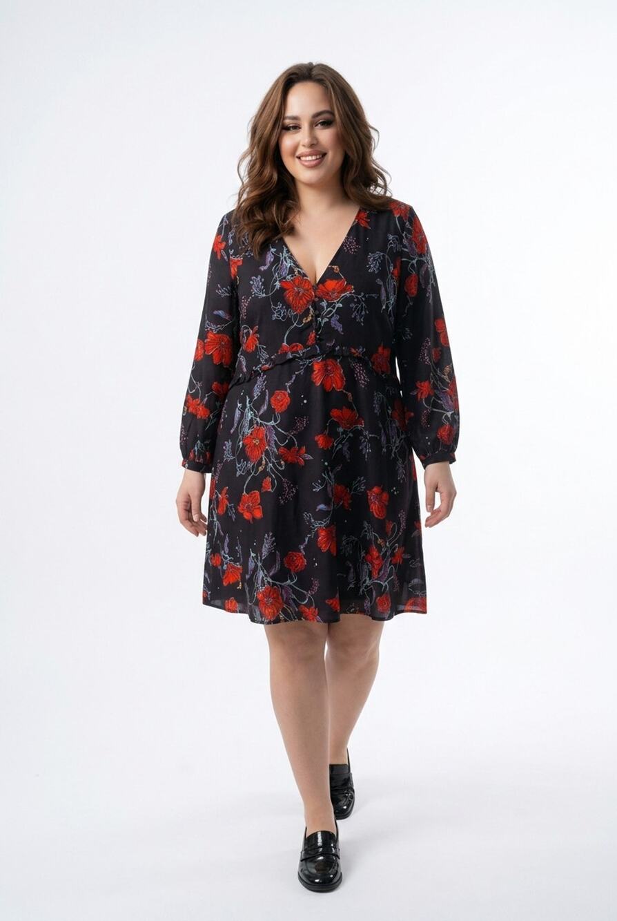 Madewell Silk Ruffle-WaistDress in Windblown Poppies Sexy Vibrant Dress Size 12
